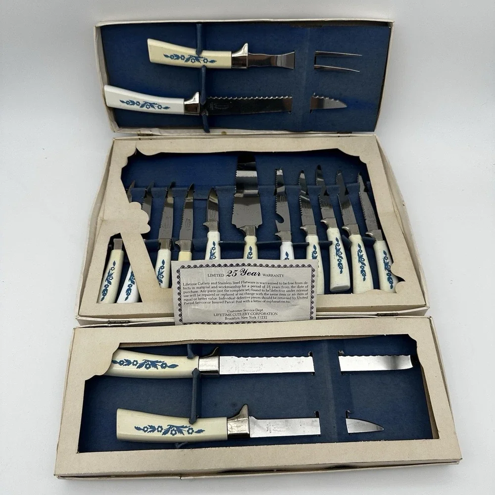 Vintage Sheffield Golden Prestige 15 of 19 pc Set of‎ Kitchen Knives  NOS